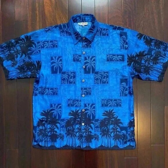 Aloha Joe Mens Hawaiian Shirt Short Sleeves Blue Size Large - Picture 15 of 15